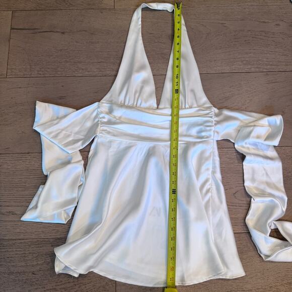 NWT Zara White satin Backless Halter Mini Dress size Small - Picture 11 of 13